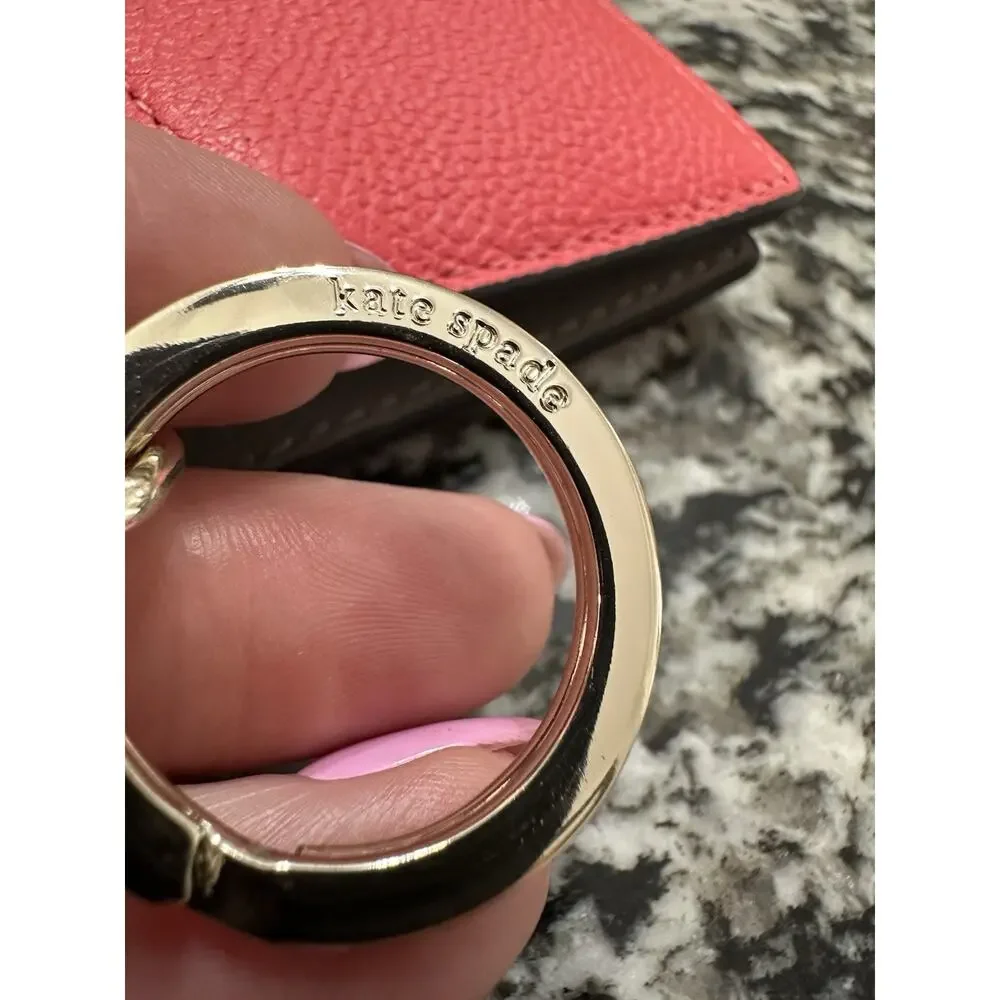 KATE SPADE MARGAUX Small Key Ring Wallet Refined Grain Peach Leather MSRP$98